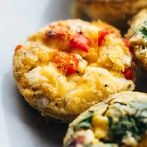 Closeup of baked egg muffins
