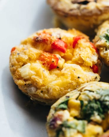 Closeup of baked egg muffins