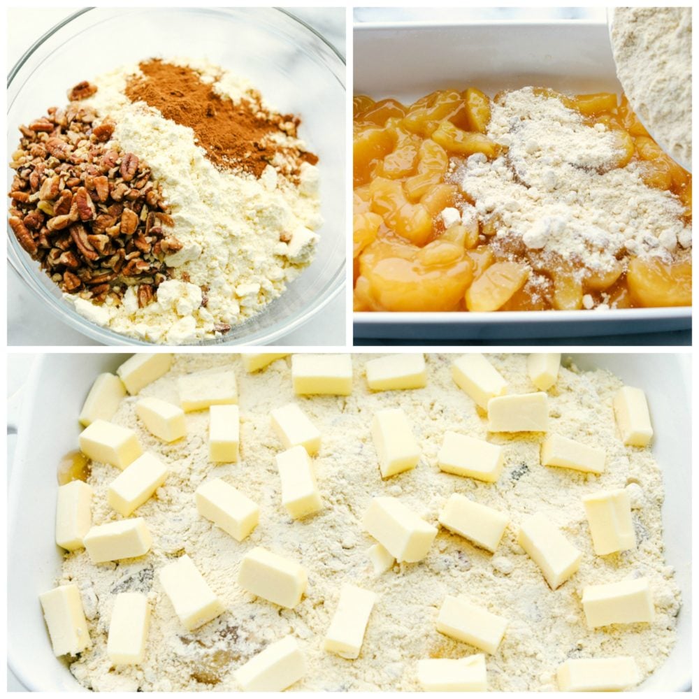 The process of making apple dump cake. 