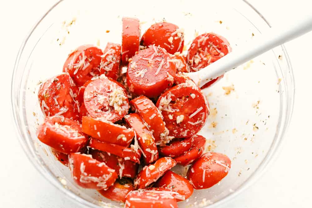 Roasted tomatoes with spices and seasonings. 