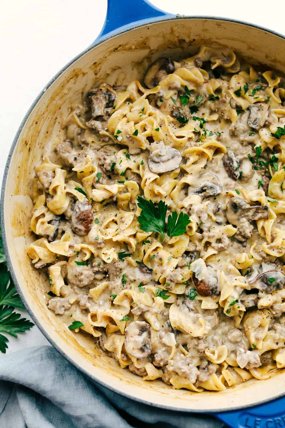 Creamy, savory and hearty One Pot Ground Beef Stroganoff
