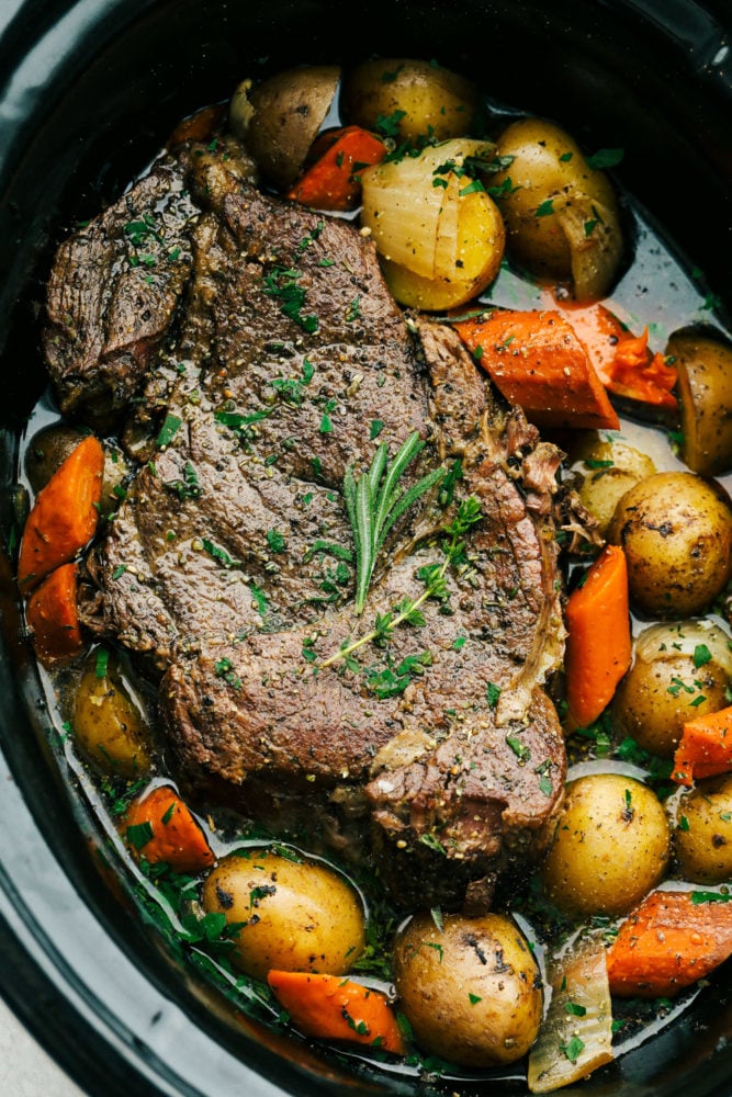 Melt in you mouth pot roast with tender carrots and potatoes