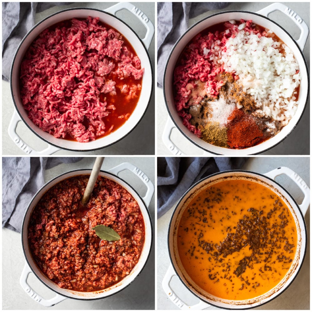 The process of making Cincinnati chili in four photos. 