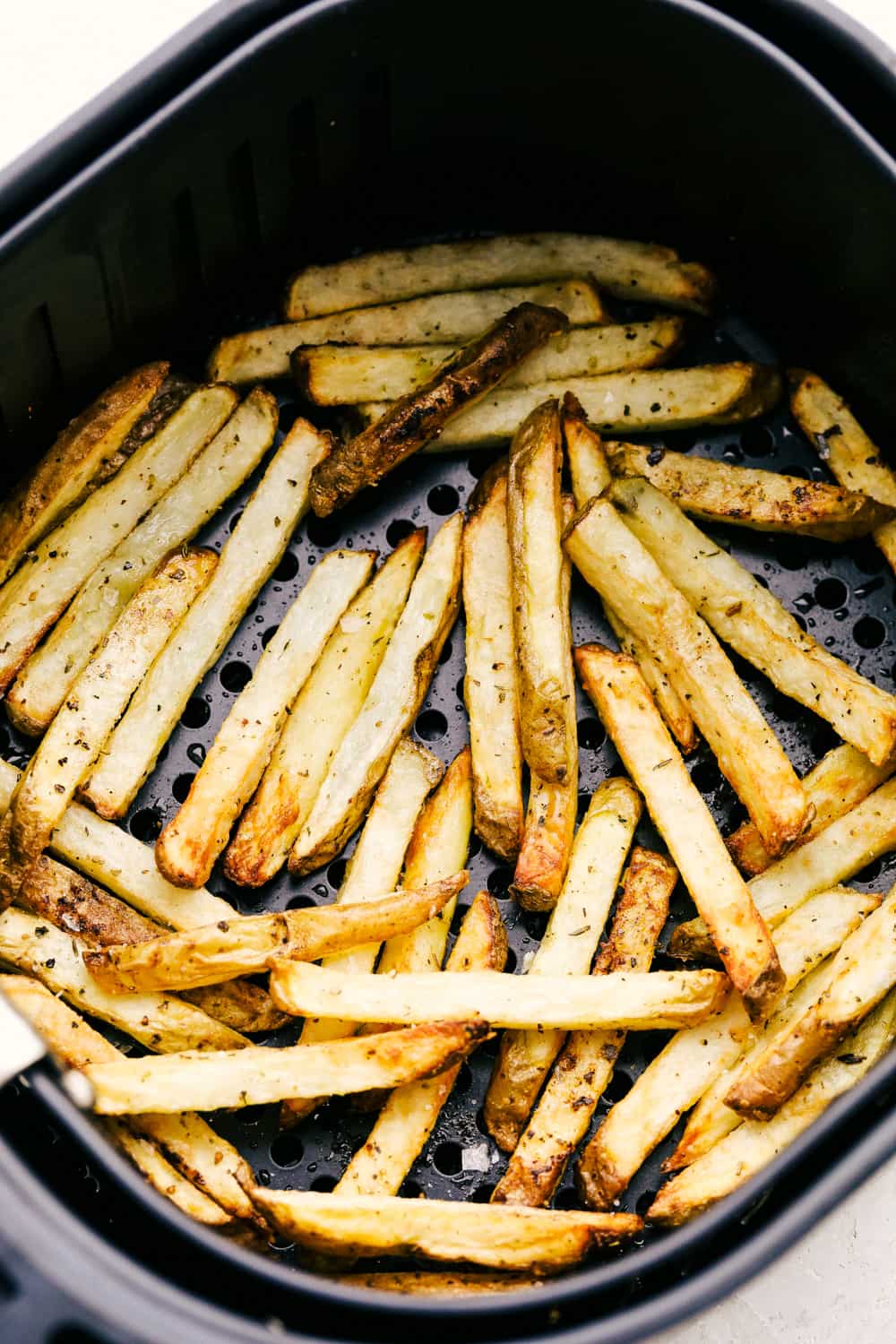 Crispy outside, tender inside amazing air fryer french fries. 