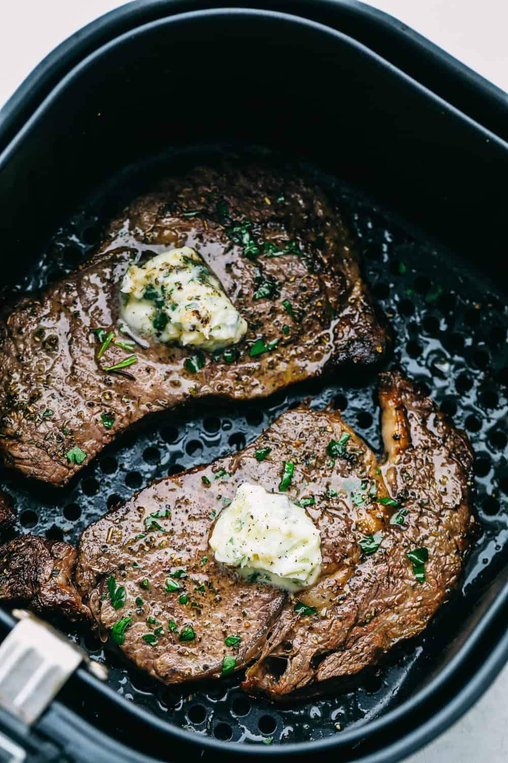 Perfect Air Fryer Steak With Garlic Herb Butter | The Recipe Critic