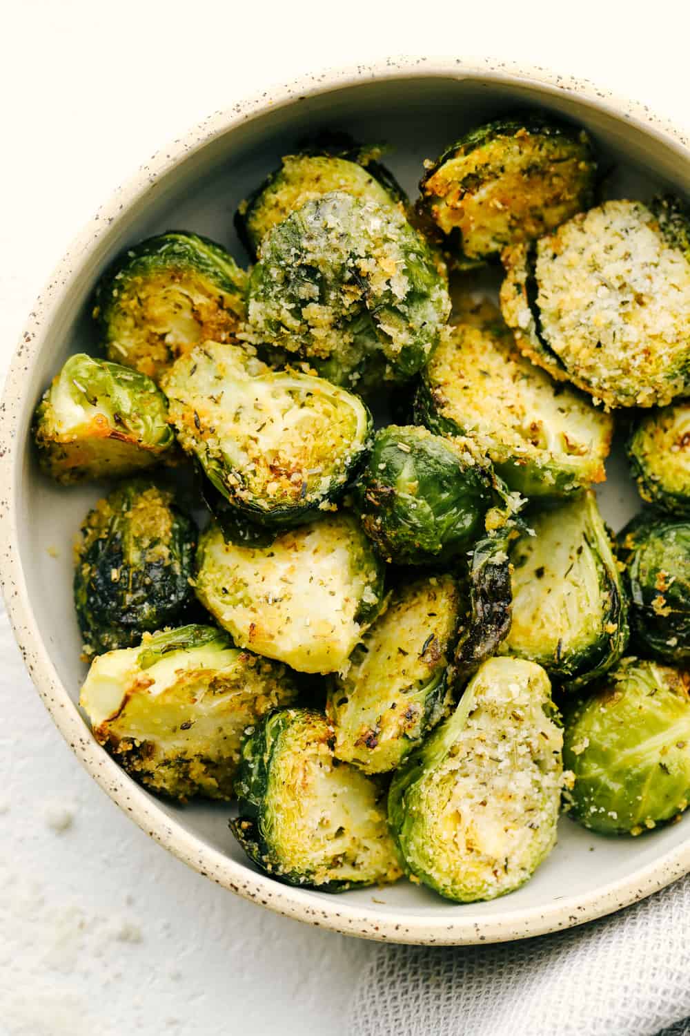Parmesan crusted air fryer brussel sprouts.
