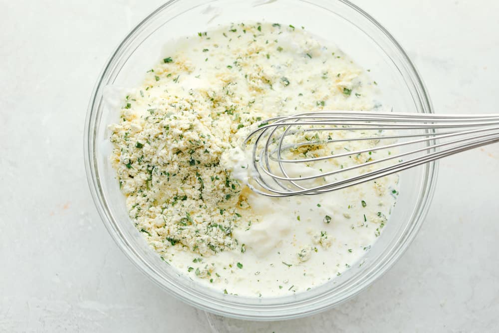 Making rich and creamy Homemade Ranch Dressing.