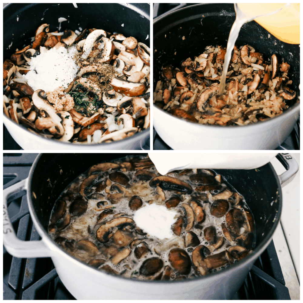 Sauteing and making Cream of Mushroom Soup