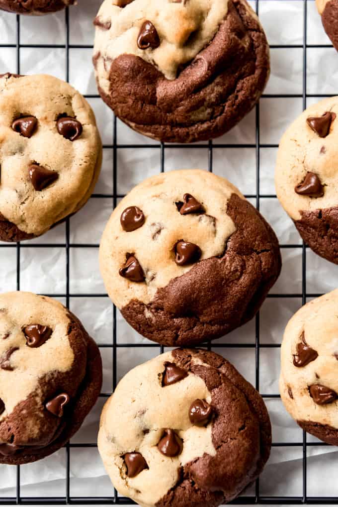 Brookies cookies with chocolate chips on top.