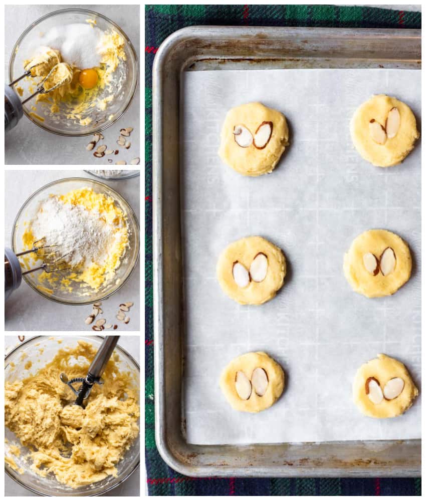 Almond cookies in a collage. 
