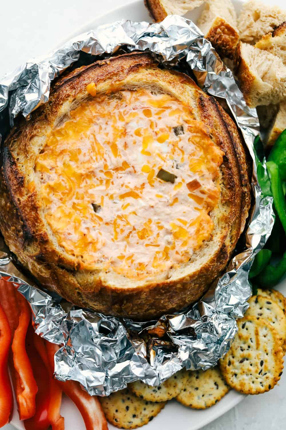 Baked Cream Cheese Salsa Dip In A Bread Bowl | feastrecipes