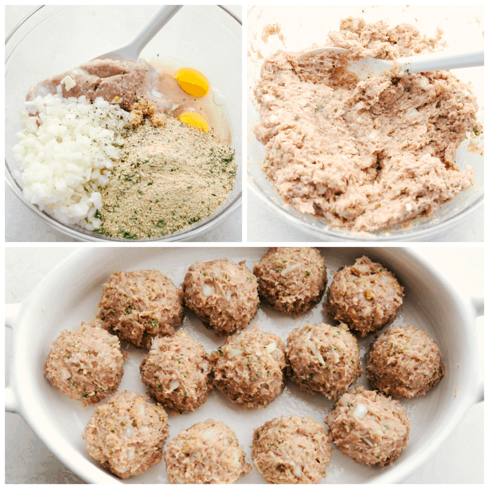 Making Turkey meatballs for cooking. 