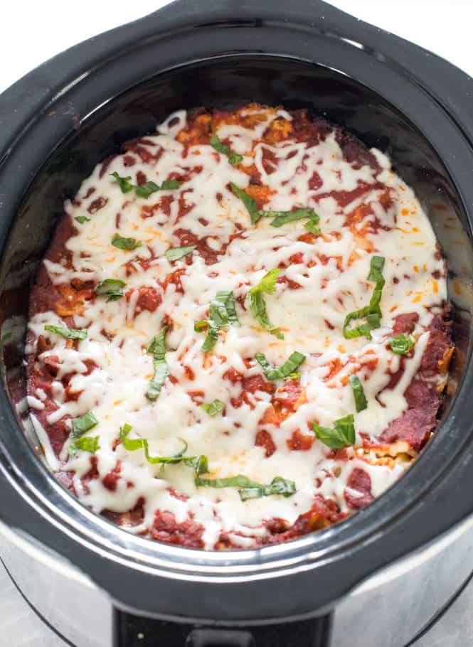 Lasagna in the slow cooker. 