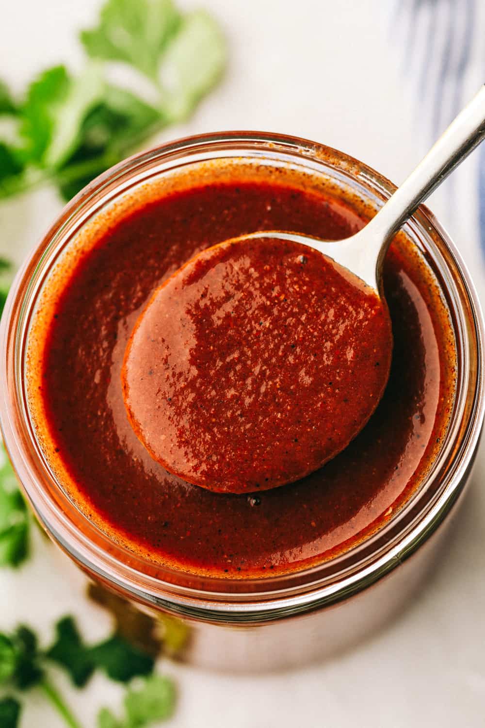 Zesty homemade enchilada sauce in a jar. 