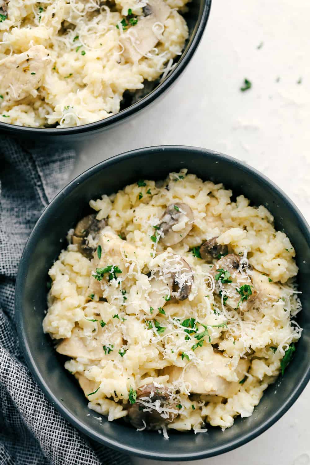 Instant pot Chicken and rice in a bowl.