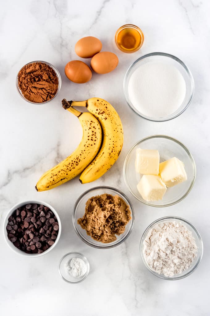 Banana Bread Brownie ingredients.