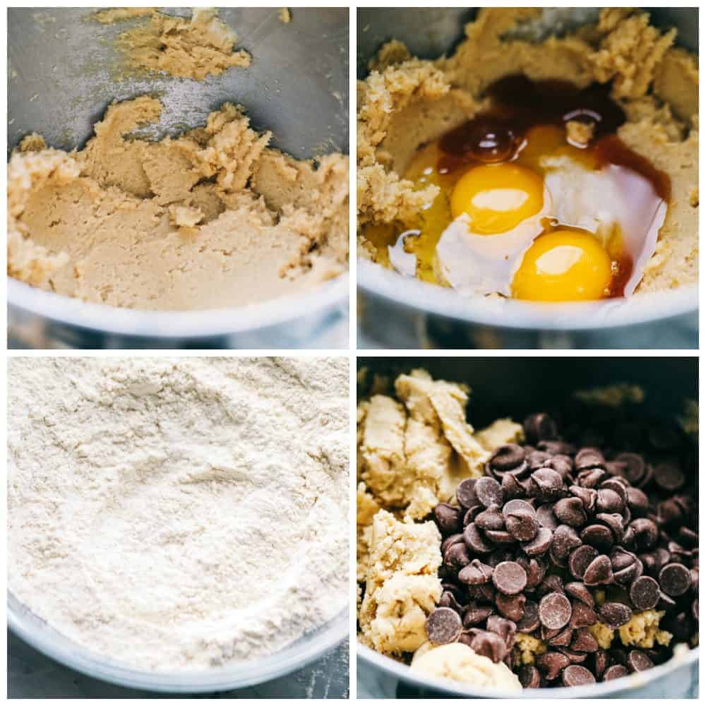 Ingredients for making chocolate chip cookies. 