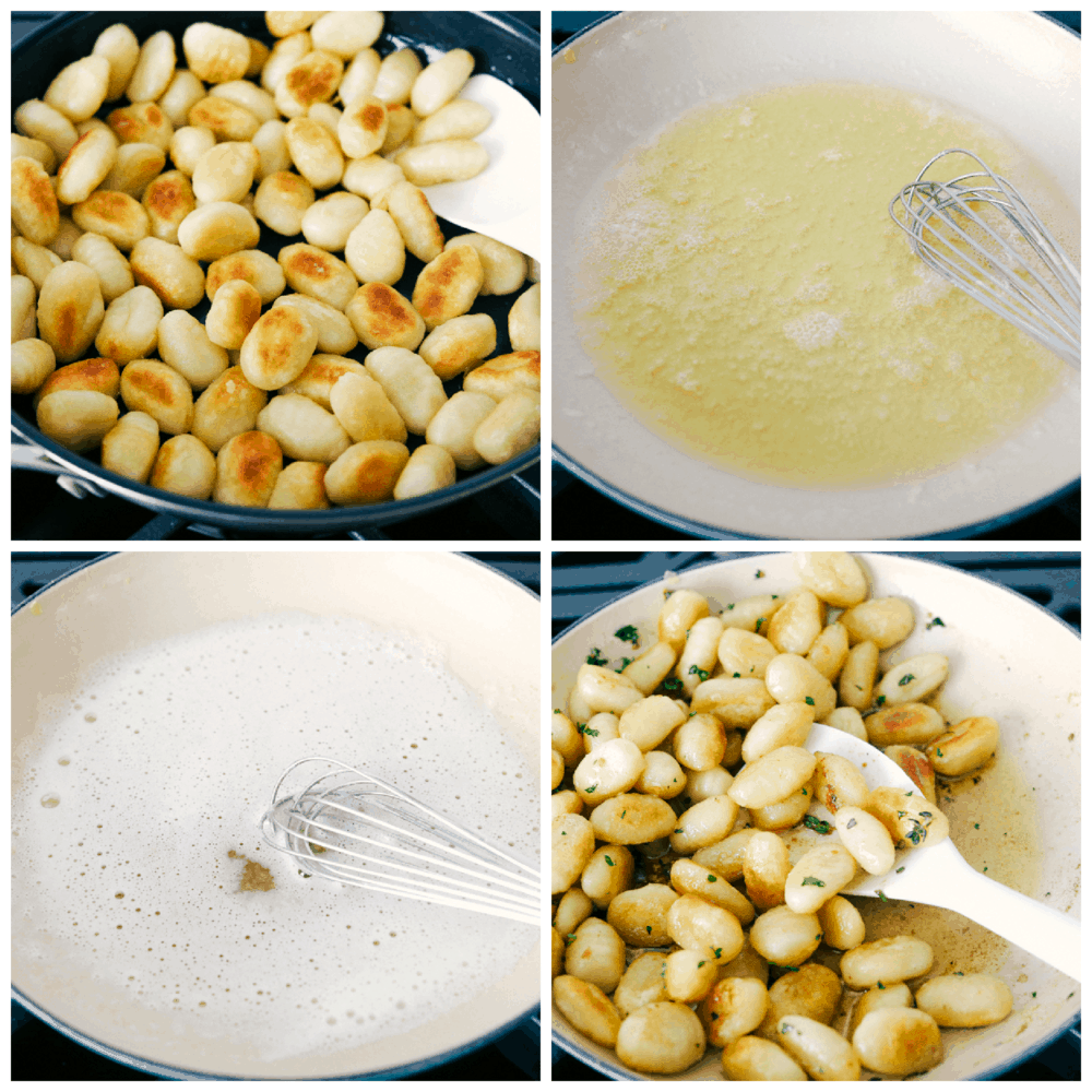 Frying the gnocchi, browning the butter and tossing it all together. 