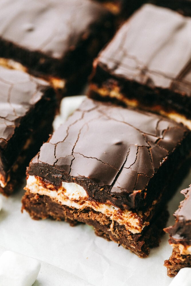 Mississippi Mudslide Bars lined up in a row. 
