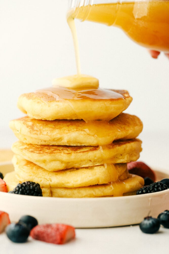 Cornbread Pancakes with Honey Butter Syrup - 1