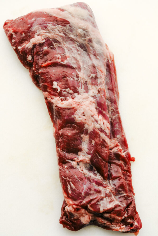 A raw rock steak. 