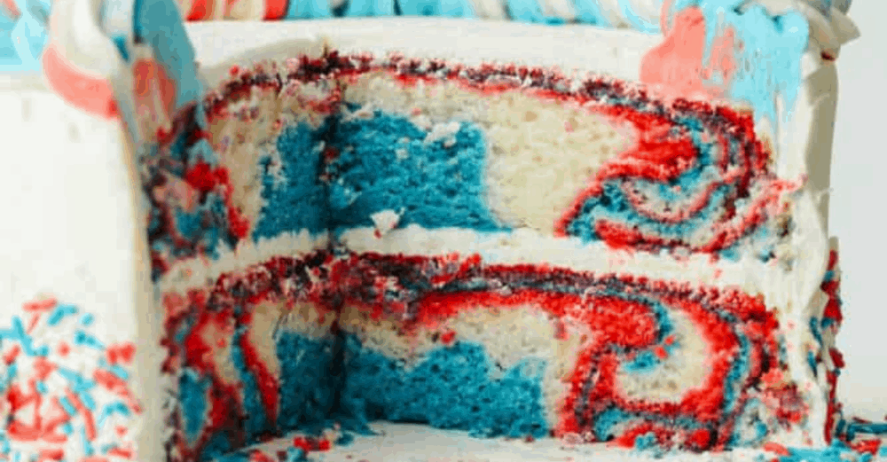 Red, White and Blue Fireworks Cake - It's Always Autumn