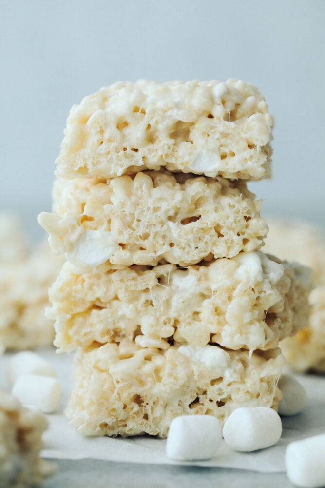 Four rice krispies in a stack