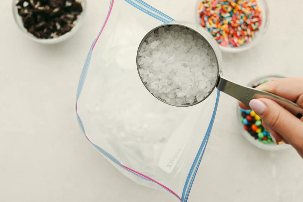 Rock salt for ice 2025 cream in a bag