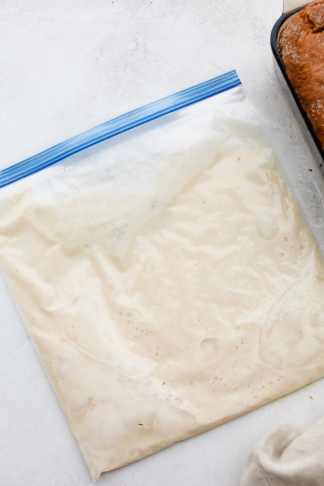 A bag of healthy Amish Friendship Bread starter.