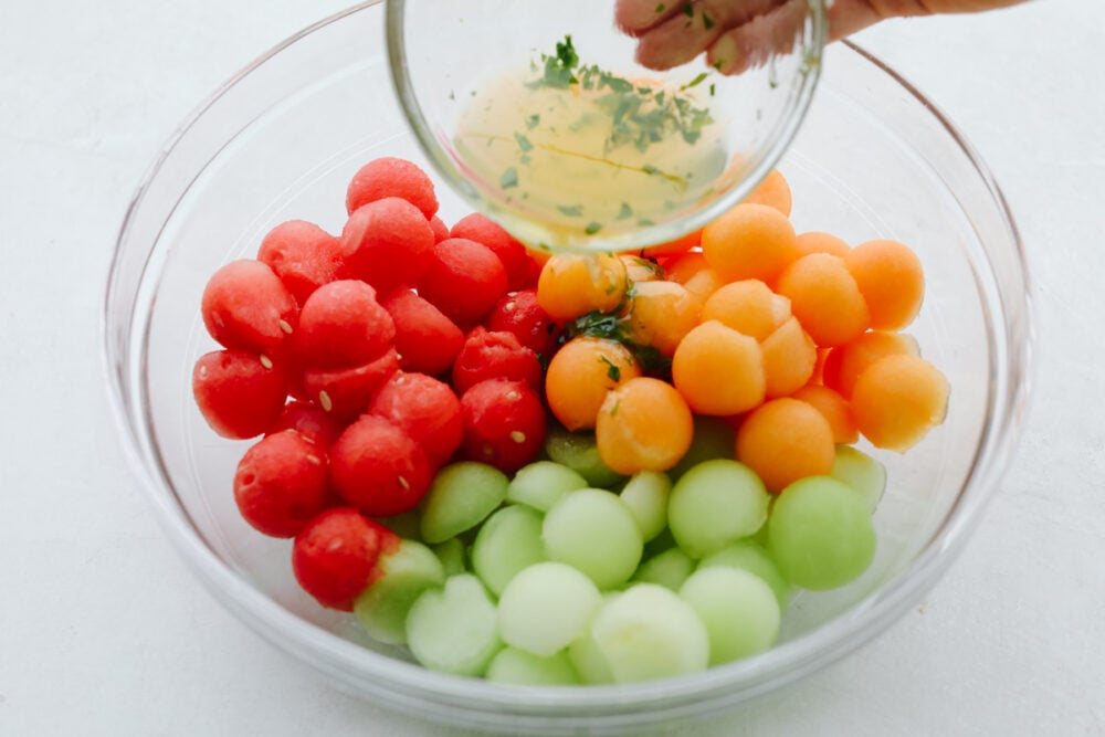 Melon Salad with a Citrus Honey Mint Dressing - 86