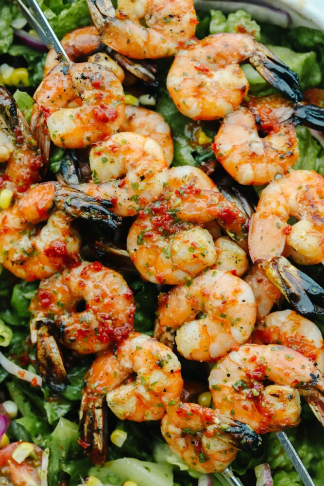 Grilled Shrimp Salad Recipe with Homemade Dressing - 59