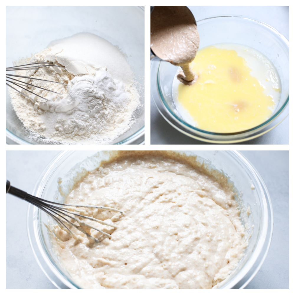 The process of making sourdough pies in three photos. 