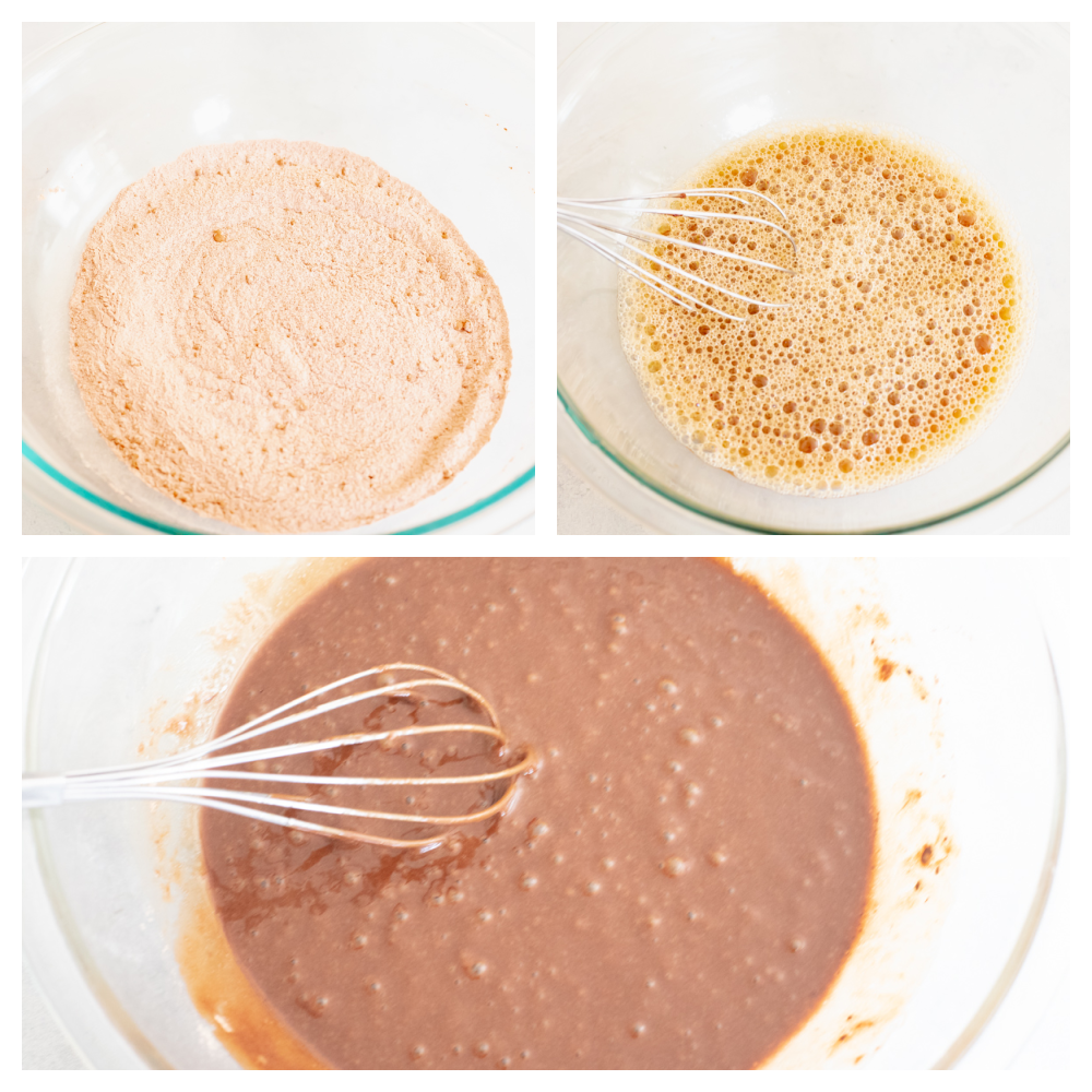 Process shots of preparing cupcake batter.