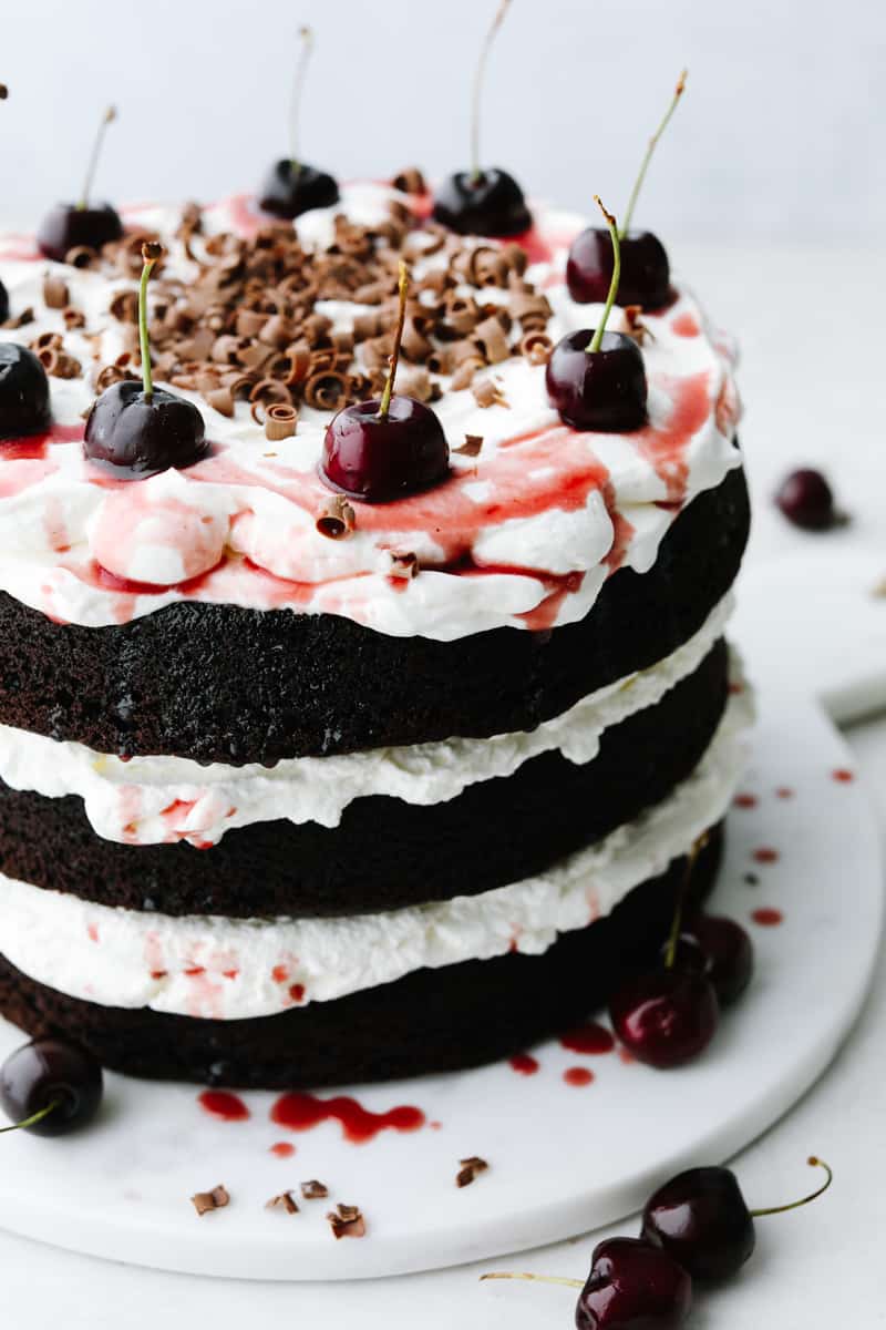 Best Black Forest Cake Recipe  With Cherries and whipped cream