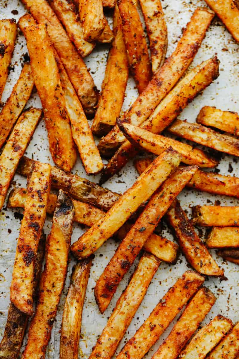 Spiced Crispy & Curly Sweet Potato Fries - Sprinkle of Green