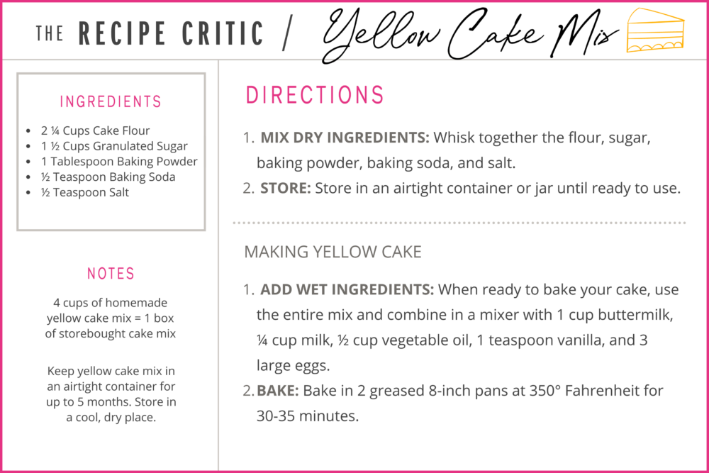Yellow cake mix printable graphic.