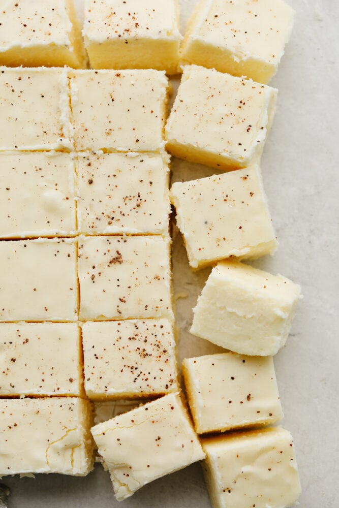 Cut squares of fudge.