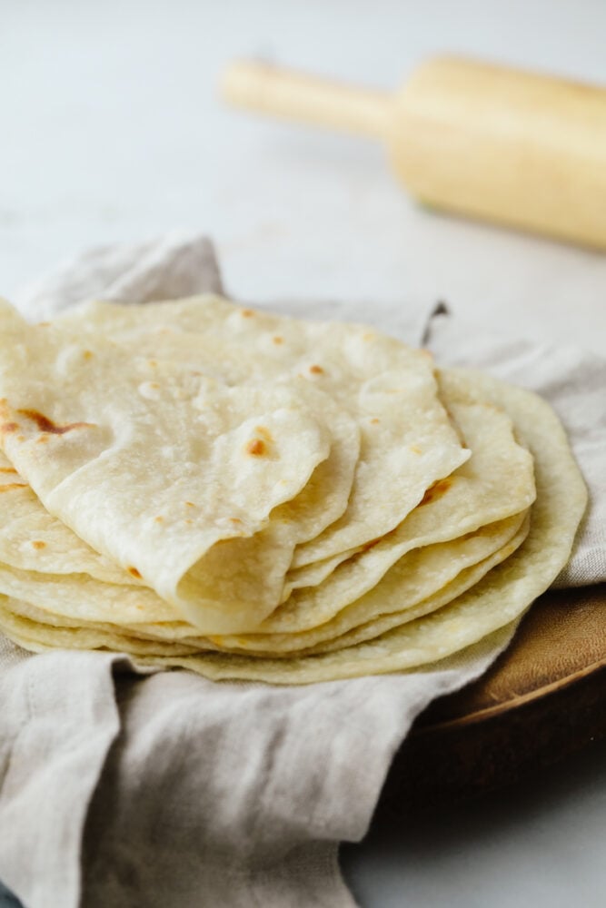 A stack of tortillas. 