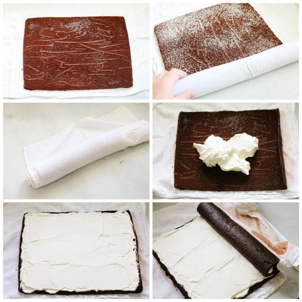 Process photos showing how to roll and assemble the recipe.