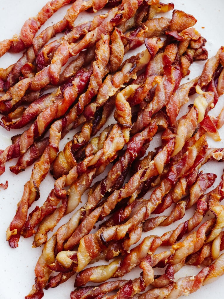 Closeup of cooked bacon.