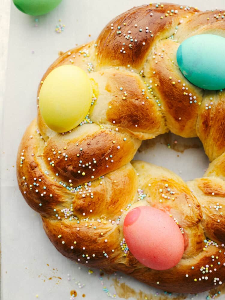 Closeup of Easter bread.