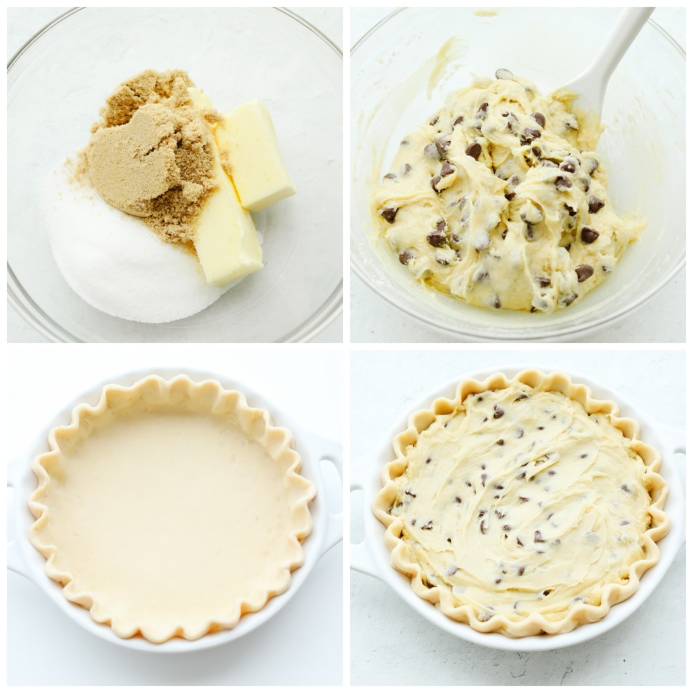 Making 4 4 photo collages of the pie filling are added.