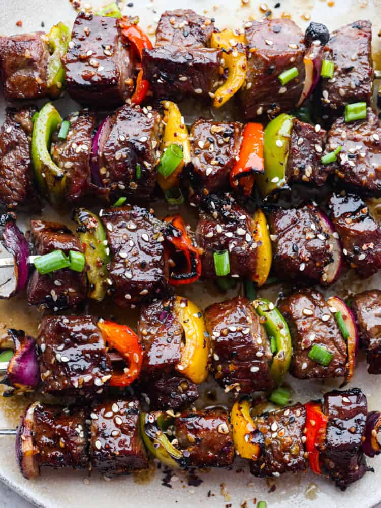 Grilled Asian Garlic Steak Skewers