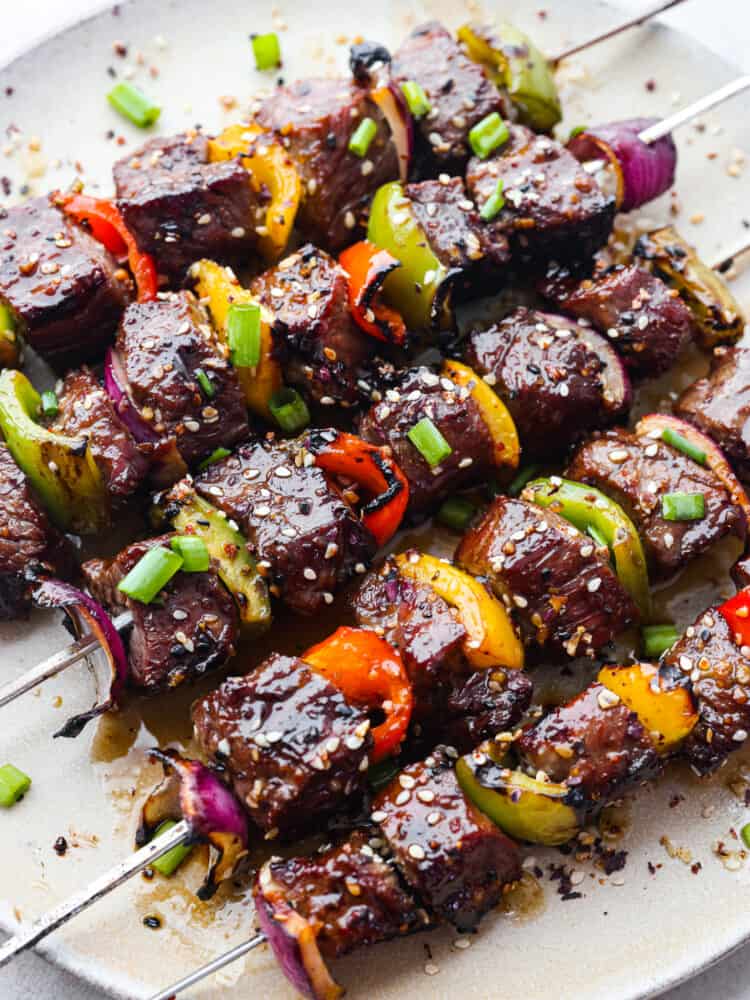 Grilled Asian Garlic Steak Skewers