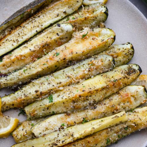 Roasted Parmesan Garlic Zucchini Spears Recipe | The Recipe Critic