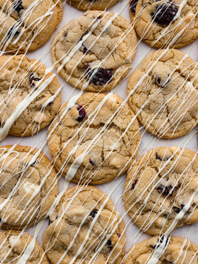 The top view of the cookies drizzled with a vanilla glaze. 