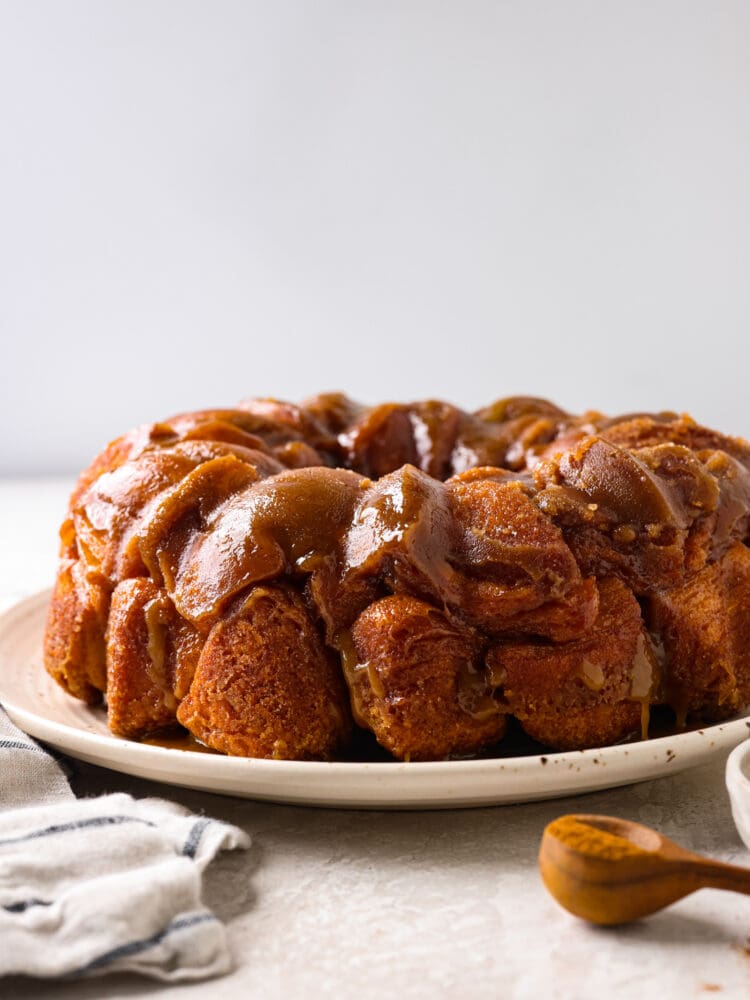 Hero image of monkey bread on a white plate.
