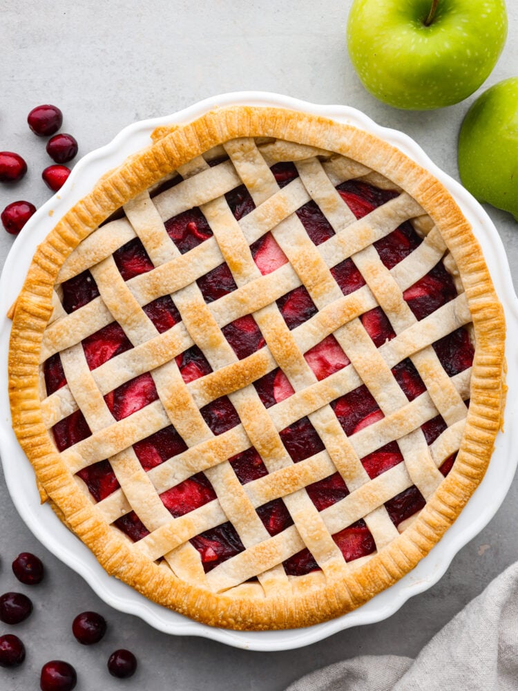 Top-down view of a whole pie.