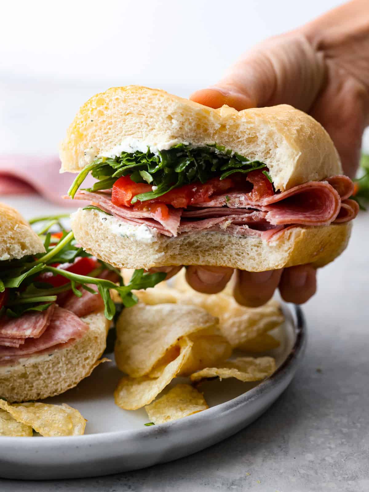 salami and cheese sandwich