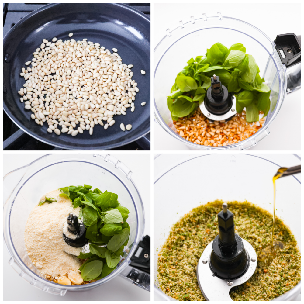 Collage of ingredients being blended together.
